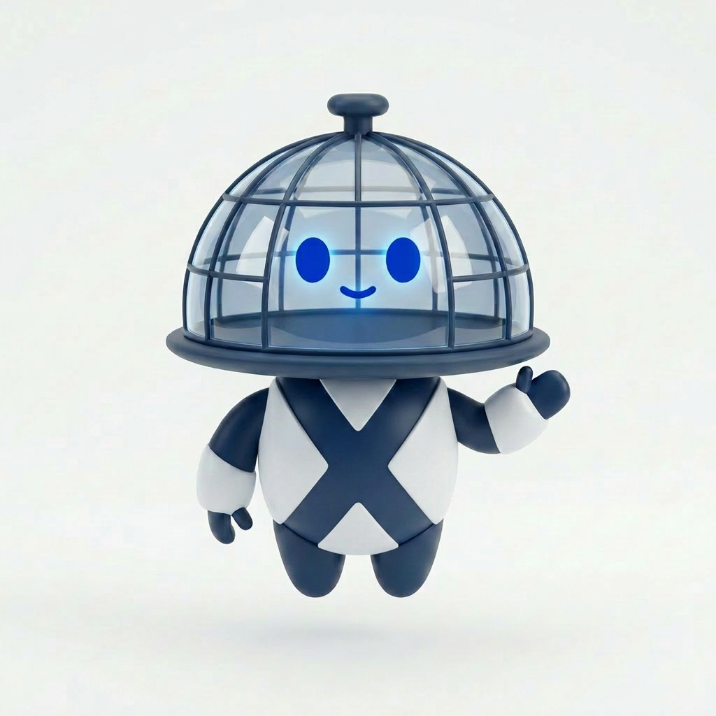 Fuddy, la mascota de FudX, saludando